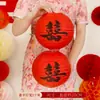 Adornos de Linterna Roja Chinoiserie para Boda Distribución de la Habitación de Boda Bola de Panal Decoración con Palabra Feliz Colgantes para Árbol de Boda Accesorios para Fotos de Novia