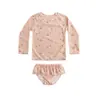 Maiô Feminino Infantil de Alta Aparência Manga Longa Proteção Solar Conjunto de Duas Peças Estilo Ins Maiô Floral Coreano para Meninas