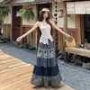 Falda de verano para mujer, estilo nuevo, azul artístico con bloques de color estampados, corte slim vintage, elegante y casual, hecha a medida