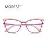 Marco de gafas ópticas nuevo transfronterizo ojo de gato combinación de color de cejas gafas anti luz azul 3035 mortero abierto punto marco europeo y americano