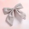 Horquilla para el pelo de bebé con lazo de cola de milano de algodón flameado estilo europeo y americano, color liso, con forma de pinza para niña, bonita diadema
