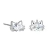 Brincos de Tarraxa S999 Prata Pura com Zircônia Orelha de Gato para Mulheres, Estilo Simples e Fofo, Moderno e Elegante, Moda de Luxo Leve, Brincos de Prata Pura Amigáveis à Pele