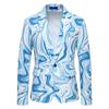 Nuevo Traje de Exportación 2025 para Hombre de un Botón con Estampado de Olas Traje de Vestir Europeo y Americano para Hombre Ropa de Performance Talla Grande