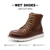 Botas Curtas de Couro Crazy Horse Envelhecido 45 Estilo Retrô Americano Botas Martin Homem 46 Botas de Trabalho Forradas com Lã de Inverno 47 Tamanho Grande Sapatos Masculinos