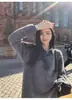 Suéter Energético Rosa Girly de Lana Pura con Cuello en V, Estilo Holgado y Relajado, Esencial para Atuendos de Otoño e Invierno con Sentido de Atmósfera, Versátil para Otoño e Invierno