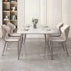 Mesa de Comedor Minimalista de Lujo Ligero con Cubierta de Roca para Apartamento Pequeño Hogar Rectangular Silla Baylor Cocina Sala de Estar Morado Morandi Mesa y Sillas de Comedor