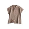 Camisa Top Casual Elegante Artística de Viajero Japonés Simple 42 Chun Chun Ramie Ligera Transpirable Solapa Pequeña para Mujer