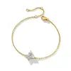 Pulseira Popular Xiaohongshu de Prata Esterlina 925 Borboleta Ultra-Fada com Moissanita para Mulheres, Joia Leve de Luxo Banhada a Ouro 18K, Presente para Melhor Amiga
