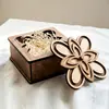 Caja de regalo de tarjeta de felicitación de madera nueva más vendida transfronteriza, suministros de boda, caja de tarjetas de presentación calada, caja de registro, caja de regalo de boda de madera