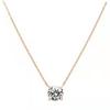 Chapado en oro de 18 quilates Diamante blanco de alto carbono Garra clásica de cuatro puntas Diamante de simulación de 2 quilates Collar con colgante de cadena de clavícula fresco y simple para mujer