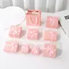 Caja de Joyería Rosa con Lazo y Tapa para Collares, Pulseras, Anillos y Empaque de Joyería, Caja de Regalo Pequeña para Joyería