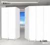 Pantalla de Partición de Color Sólido Blanco Logotipo de Empresa Oficina de Compañía Plegable Móvil Empujar-Tirar Habitación Trasera