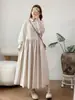 Moda Otoño 2026: Vestido de Manga Larga Plisado de Corte Holgado Estilo Artístico para Mujer al por Mayor