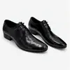 Zapatos Formales de Negocios para Hombre de Moda con Cordones de Piel Genuina que Aumentan la Altura, Zapatos Oxford Puntiagudos Estilo Británico, Zapatos Negros para Boda