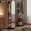 Espelho de corpo inteiro com cabide integrado, espelho de chão móvel, espelho de vestir rotativo para uso no quarto, armazenamento para hall de entrada e espelho de provador