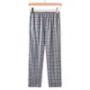 Pantalones de pijama de algodón finos de verano para adultos mayores de mediana edad tejidos en primavera, pantalones de casa de algodón para padre, hombre mayor, una generación de pelo
