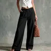 Pantalones Nuevos de Estilo Europeo y Americano para Mujer Primavera/Verano 2026 Amazon Color Sólido Algodón Lino Holgados Casual de Pierna Ancha para Mujer