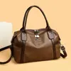 Bolso Transfronterizo para Mujer con un Toque de Lujo, Bolso de Mano Boston de Cuero Encerado al Aceite Vintage, Gran Capacidad, Adecuado para Viajes Diarios y Uso Casual, Bolso de Hombro Único y Bandolera