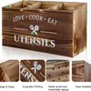 Caja de Almacenamiento para Cubiertos y Utensilios de Cocina Plegables Transfronterizos, Caja de Madera para Almacenamiento y Organización de Utensilios de Cocina de Escritorio y Montaje en Pared