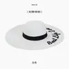 Sombrero de Sol de Paja Bordado Estilo Nuevo de Verano Sombrero Versátil de Protección Solar con Letras para Vacaciones en la Playa Sombrero de Ala Ancha para Mujer