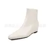 Botines de Piel de Cordero de Primera Capa con Tacón Oculto para Mujer Botas Individuales Otoño Nuevo Estilo Piel Genuina Punta Cuadrada Cremallera Trasera Tacón de 5.5CM Botines de Moda para Mujer