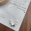 S925 Sterling Silver Bow Colar de Pérolas de Água Doce Simples Suave Doce Clavícula Cadeia Feminino Coração Temperamento Colar