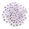 100/pacote contas de alfabeto acrílicas obladas cor transparente contas obladas material para miçangas manuais DIY