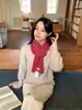 Elegante y suave bufanda 100% lana para mujer, estilo coreano, nuevo color liso, cálido calentador de cuello tejido para invierno, adecuado para estudiantes
