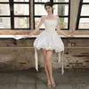 Vestido de noiva leve tomara-que-caia francês para noivas baixinhas, simples, elegante, cetim, branco, curto, noivado, aniversário, vestido para festa pequena
