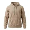 Sudadera con capucha de forro polar cálida para hombre transfronteriza Amazon otoño e invierno talla europea color liso casual holgada con capucha