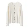 Suéter de punto de cachemira retro de estilo coreano con múltiples botones para mujer, perfecto para atuendos de otoño e invierno, con un diseño de cárdigan elástico, ajustado y moderno