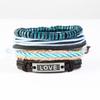 Pulseira de couro trançada punk nova vintage de 4 peças joias masculinas europeias e americanas pulseira de corda de cânhamo diy transfronteiriça pulseira