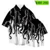 AliExpress Fornecimento Transfronteiriço Tentáculo de Polvo Lula Camisa de Manga Curta Verão 2022 Casual Roupa de Férias para Praia