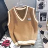 Colete Tricotado Feminino Outono e Inverno Colete Suéter com Camisa Inverno 2024 Novo Estilo Preppy