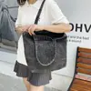 Bolso de Mezclilla Lavada Estilo Perezoso para Mujer 2025 Nuevo Estilo Bolso de Hombro de Lona Literario Bolso Tote Grande para Viajar