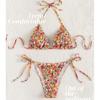 Fábrica de Origen Bolsa Triangular Traje de Baño Floral Hecho Listo Sexy Bikini de Tirantes de Tres Puntos Traje Transfronterizo Bikini