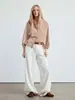 Blusa de rayas de moda con cuello en V y ribete de volantes, mangas tipo linterna y un diseño simple, casual y elegante, perfecta para el trabajo o para el uso diario.
