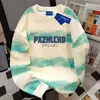 Moletom Oversize Gola Redonda Design Americano para Mulheres Outono e Inverno 2025 Vibe Preguiçosa Tie-Dye Personalizado Versátil Top
