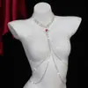 Cadena Corporal de Borlas con Pedrería Roja Caliente Amor Transfronteriza Estilo Europeo y Americano Chica Picante Sexy Cadena para el Pecho Pecho Mujeres