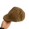Chapéu Forward de Couro Fosco Estilo Levemente Luxuoso com Bico de Pato para Meninas Outono e Inverno Chapéu de Pintor Quente Retrô Literário e de Alta Qualidade