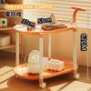 Mesa de centro móvil con ruedas color crema para dormitorio, sala de estar, sofá, apartamento pequeño, mesita de noche, estante, venta al por mayor