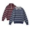 Suéter de Punto Rayado con Cuello para Chicas Atrevidas, Tops Casuales Holgados, Moda Nueva para Otoño e Invierno, Suéter de Punto Versátil