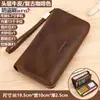 Billetera Larga de Cuero Genuino Multifuncional Vintage Piel de Vaca Gran Capacidad Bolso de Mano con Cremallera Cartera para Mujer Piel de Vaca de Primera Capa