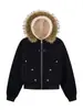 Chaqueta de moda con cuello grande de pelo y forro polar para hombre, abrigo corto de invierno de algodón con pelo de conejo, chaqueta de algodón Cleanfit Zuo Shan Diao