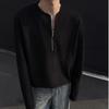 Pit Strip Texture Half Zip Sweater Masculino 2025 Primavera Nova Pesada Manga Longa T-Shirt Moda Marca Solta Jaqueta