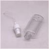 Botella de plástico de poliéster transparente ovalada plana de 80 ml para uso diario, con pulverizador desinfectante para limpieza.