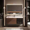 Set de Gabinetes de Baño Gesili Estilo Vintage con Lavabo Integrado de Cerámica y Madera de Nogal para Baño