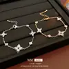 Pulsera de Flor Estrella de Circonio Electrochapada en Oro Real Pulsera Simple Versátil de Alta Gama Nicho Lujo Ligero Exquisita Joyería de Mano para Mujer