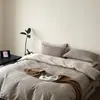 Estilo Nórdico Algodón Puro Tejido Grueso Juego de Cuatro Piezas Textura Retro Jacquard Grande Funda Nórdica de Algodón Puro Estilo Moderno Color Sólido Ropa de Cama