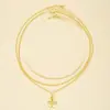 Moda Transfronteriza Europea y Americana Más Vendida Cadena para Clavícula Apilada de Tres Capas Colgante de Flor Simple Collar Personalizado Estilo Callejero para Mujer